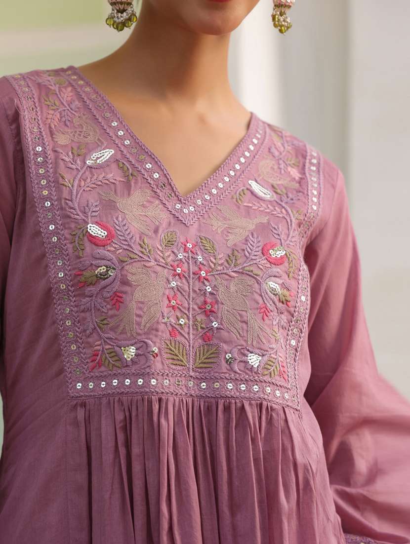 women three quarter sleeve anarkali kurta pant with dupatta set - 21941568 -  Standard Image - 6