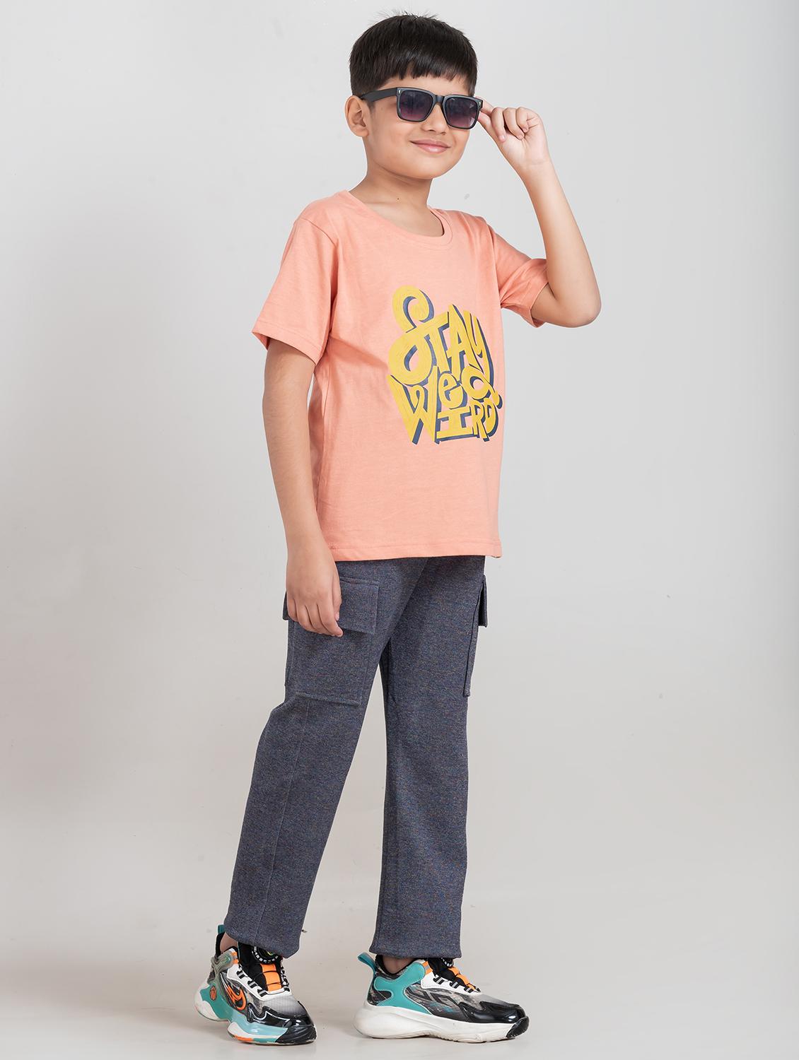 boys peach printed t-shirt & cargo full length set - 21941574 - Standard Image - 4