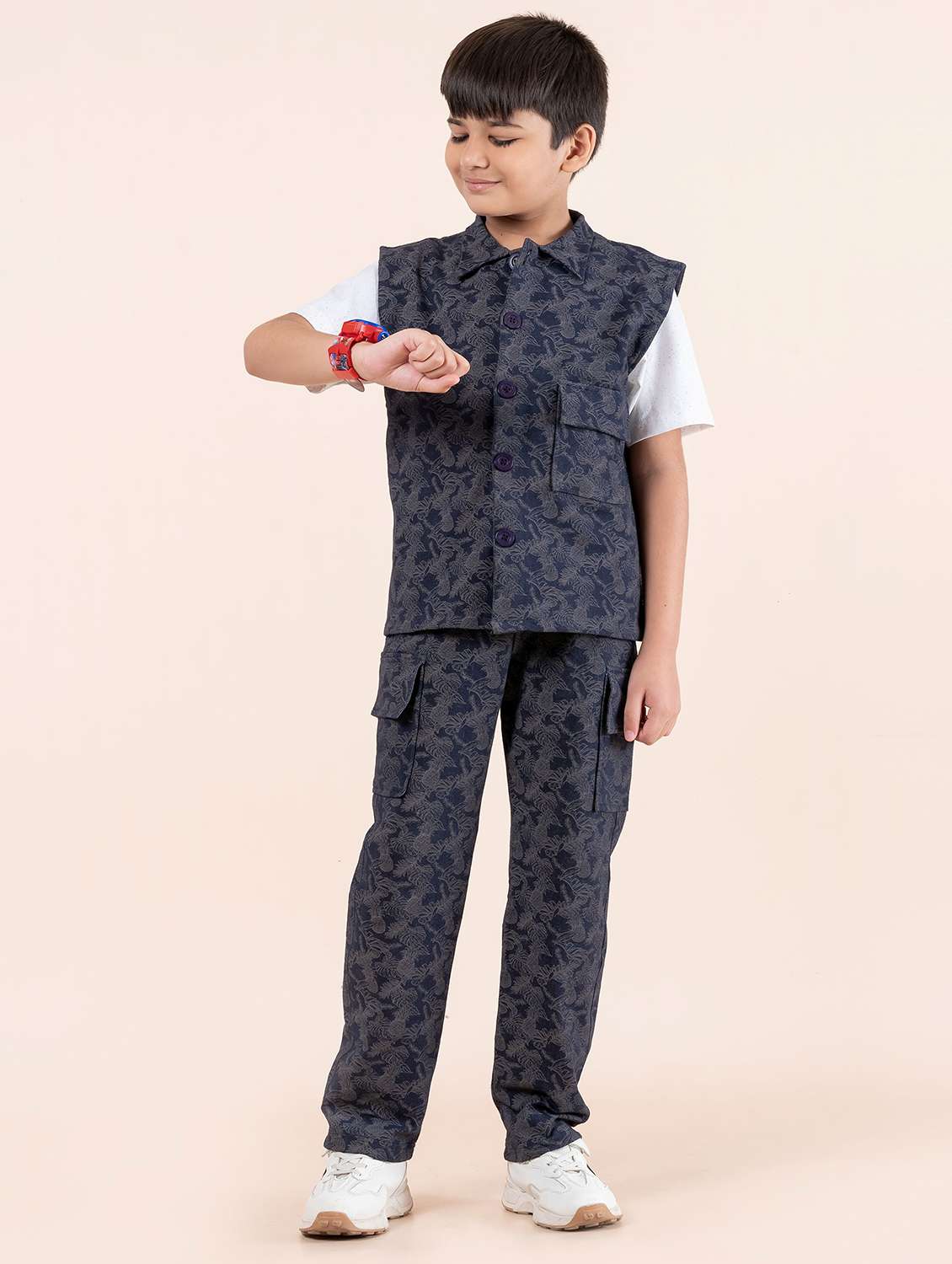 boys printed t-shirt & trouser full length set - 21941589 -  Standard Image - 1