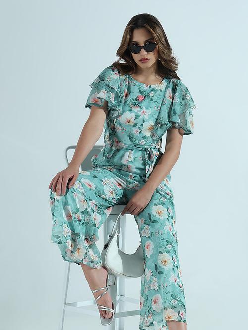 women floral print puff sleeve jumpsuit - 21941648 - Standard Image - 0