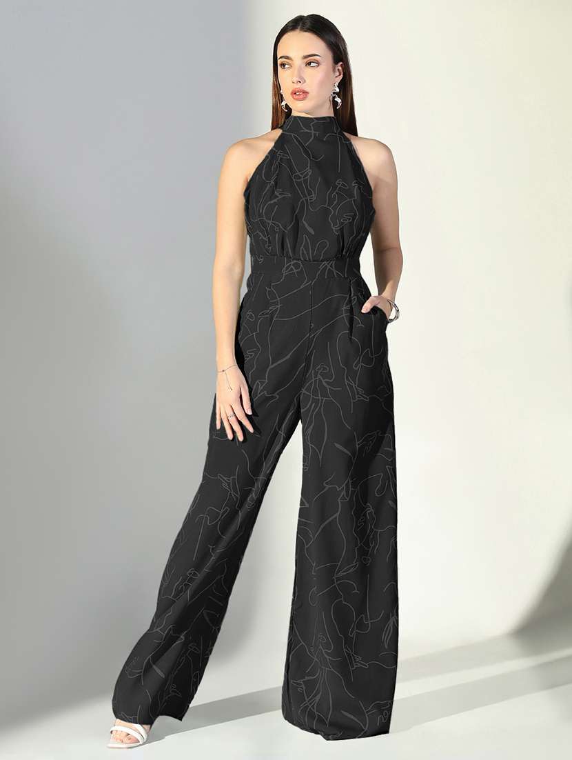 women printed halter neck sleeveless jumpsuit - 21941649 -  Standard Image - 1