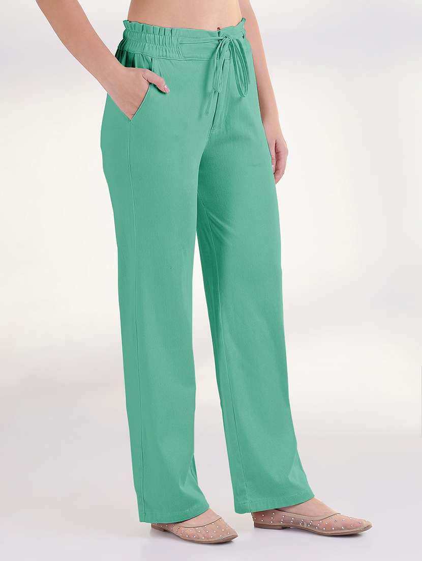 women solid high rise straight trouser - 21941655 - Standard Image - 1