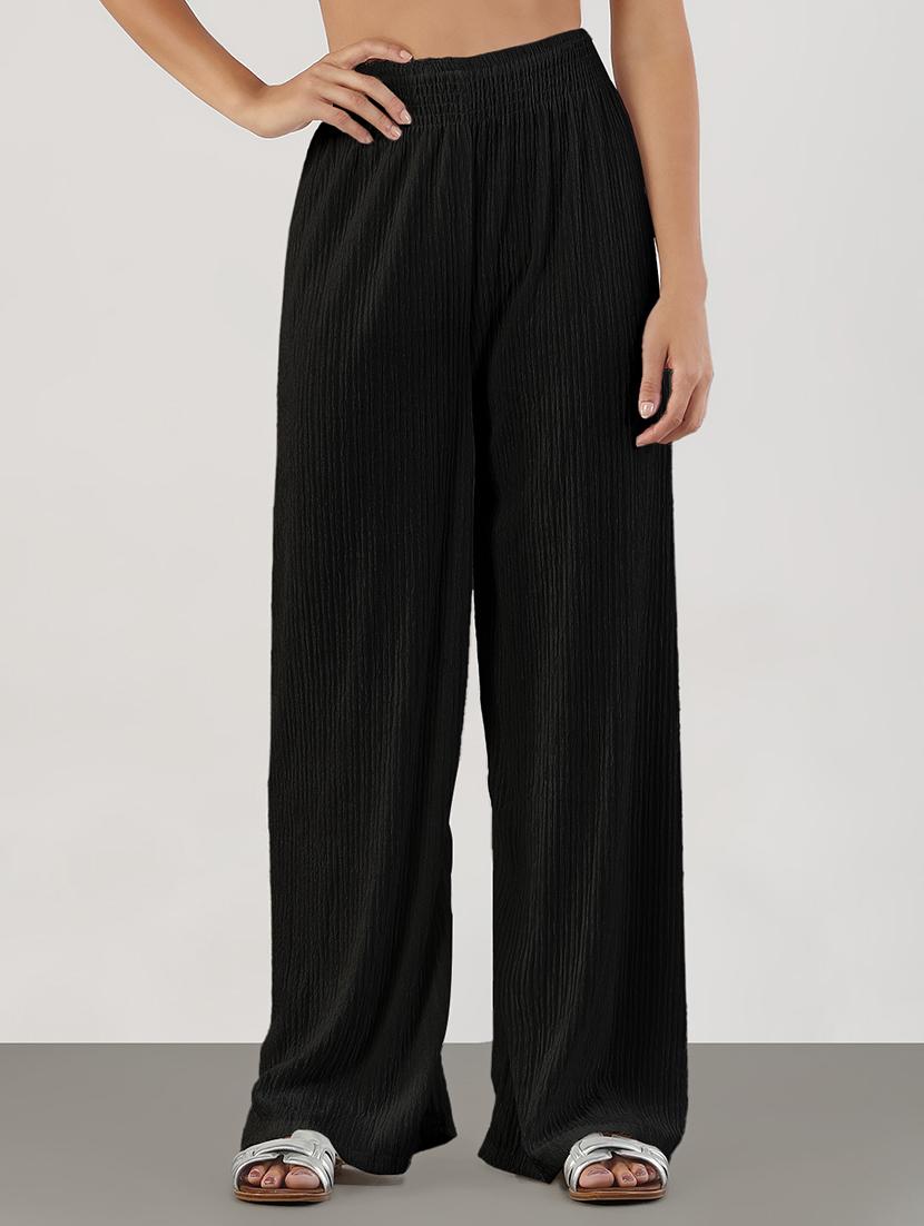 women solid high rise wide leg trouser - 21941656 -  Standard Image - 1