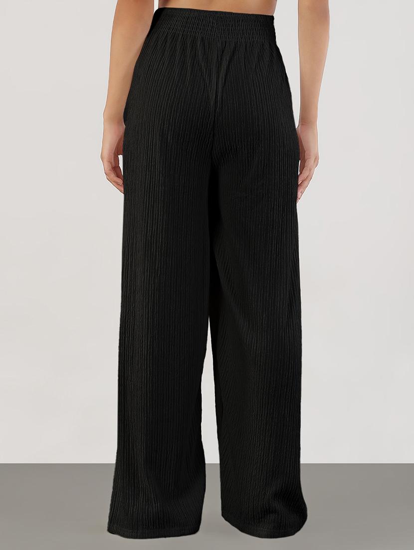 women solid high rise wide leg trouser - 21941656 - Standard Image - 4