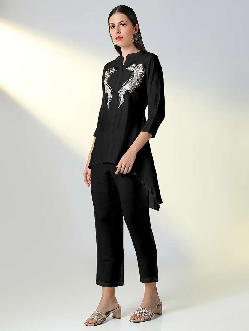 women three quarter sleeve kurta pant set - 21941660 -  Standard Image - 1