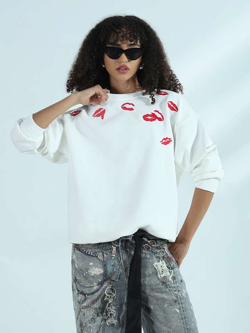 women embroidered long sleeve sweatshirt - 21941662 -  Standard Image - 1