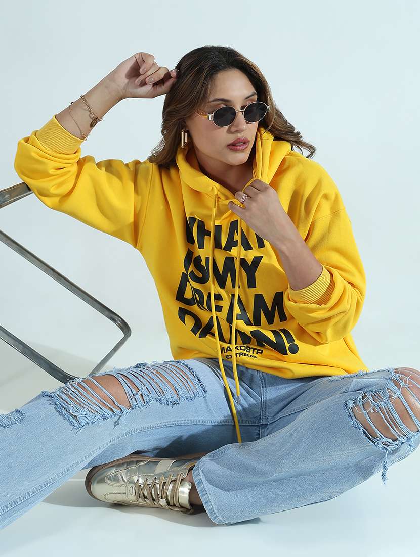 women printed long sleeve hooded oversized sweatshirt - 21941664 -  Standard Image - 1