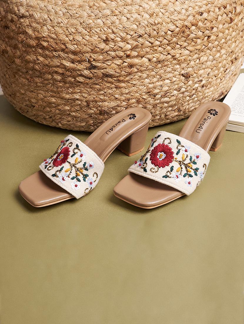 off white canvas slip on sandals - 21941677 - Zoom Image - 0
