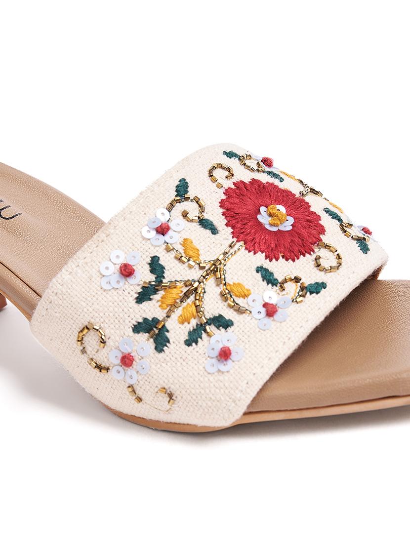 off white canvas slip on sandals - 21941677 - Standard Image - 4