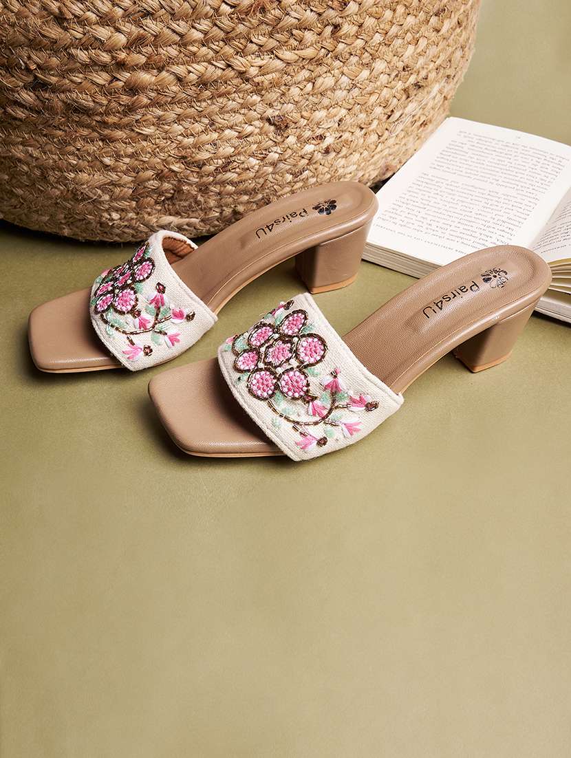 off white canvas slip on sandals