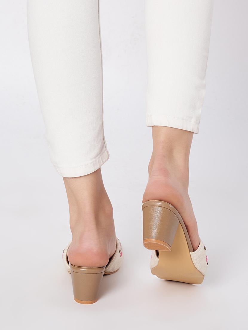off white canvas slip on sandals - 21941678 - Standard Image - 4