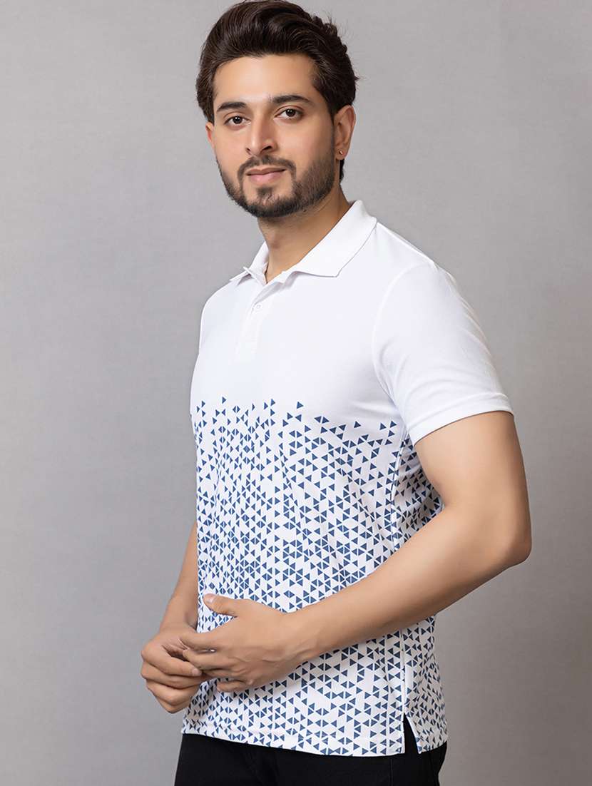 men printed short sleeve regular fit polo t-shirt