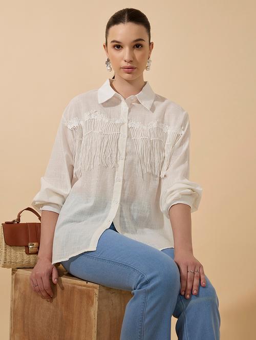 women solid collared long sleeve shirt - 21941705 -  Standard Image - 0