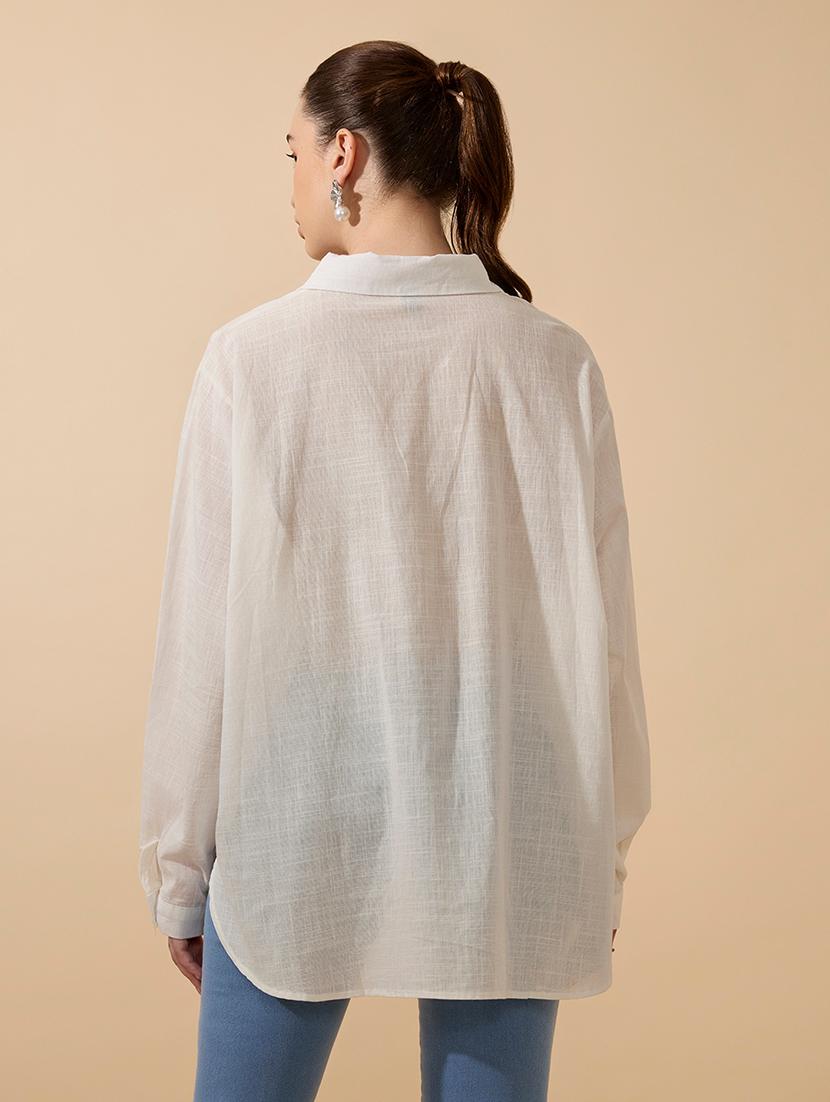women solid collared long sleeve shirt - 21941705 - Standard Image - 4