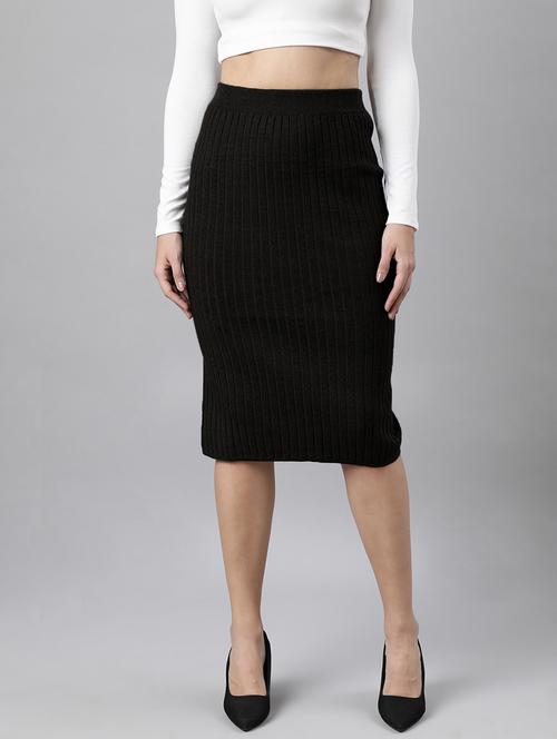 women solid high rise bodycon skirt - 21941773 - Standard Image - 0