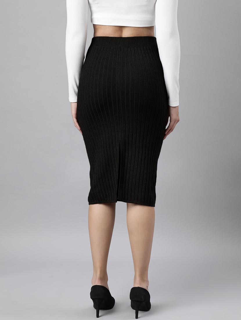 women solid high rise bodycon skirt - 21941773 - Standard Image - 4