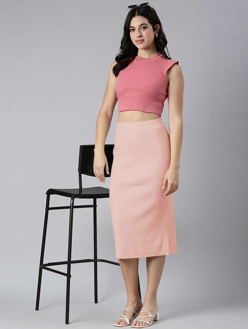 women solid high rise bodycon skirt - 21941774 -  Standard Image - 6