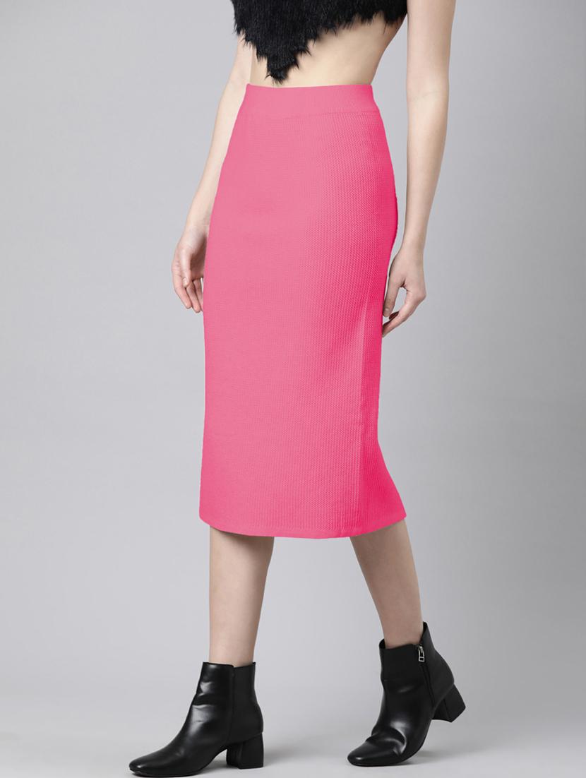 women solid high rise bodycon skirt - 21941775 -  Standard Image - 1
