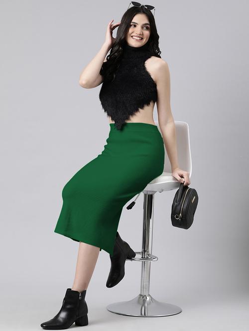 women solid high rise bodycon skirt - 21941776 - Standard Image - 0