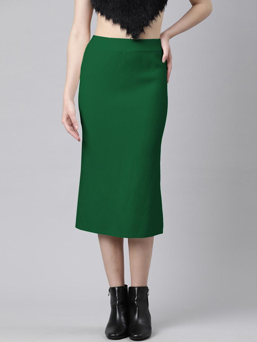 women solid high rise bodycon skirt - 21941776 - Standard Image - 1