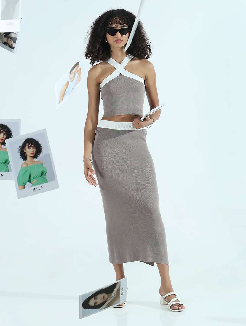 women solid top and skirt co-ord set - 21941782 -  Standard Image - 6