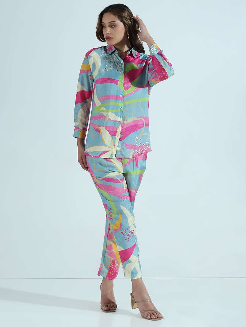 women printed shirt and trouser co-ord set - 21941784 -  Standard Image - 1