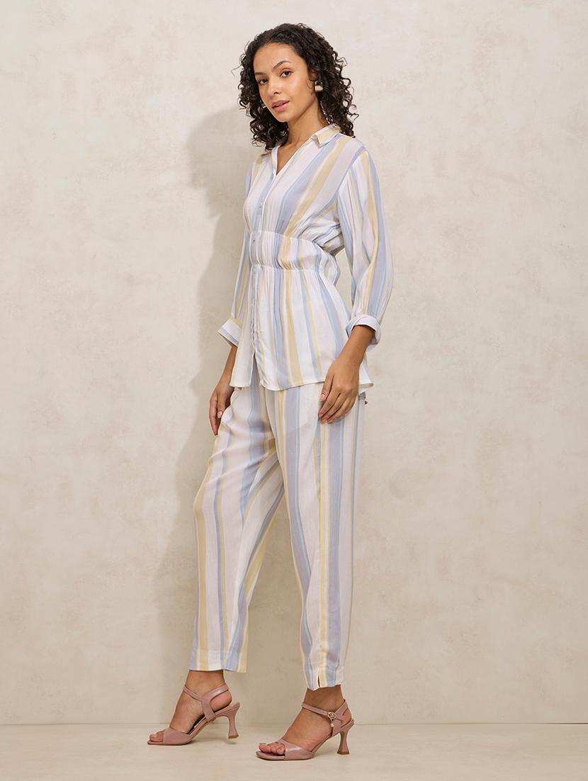 women striped top and trouser co-ord set - 21941786 - Standard Image - 4