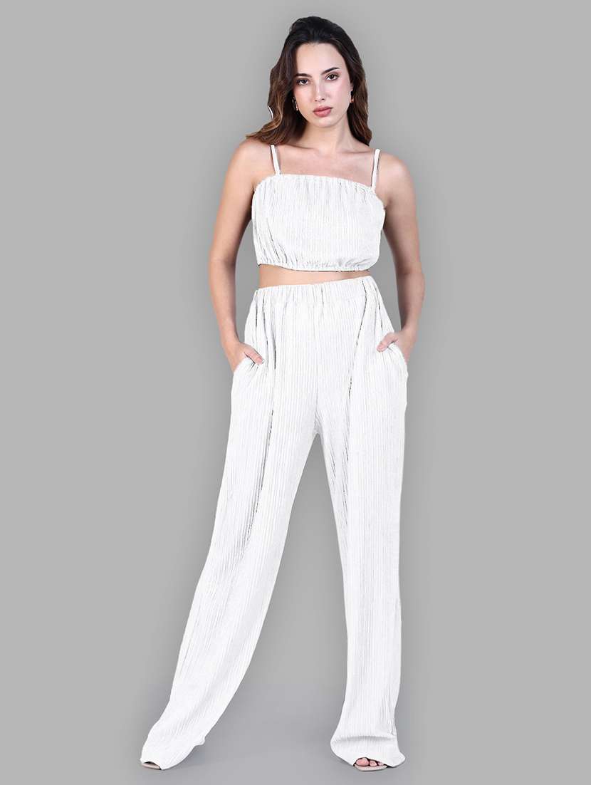 women solid top and trouser co-ord set - 21941797 -  Standard Image - 1