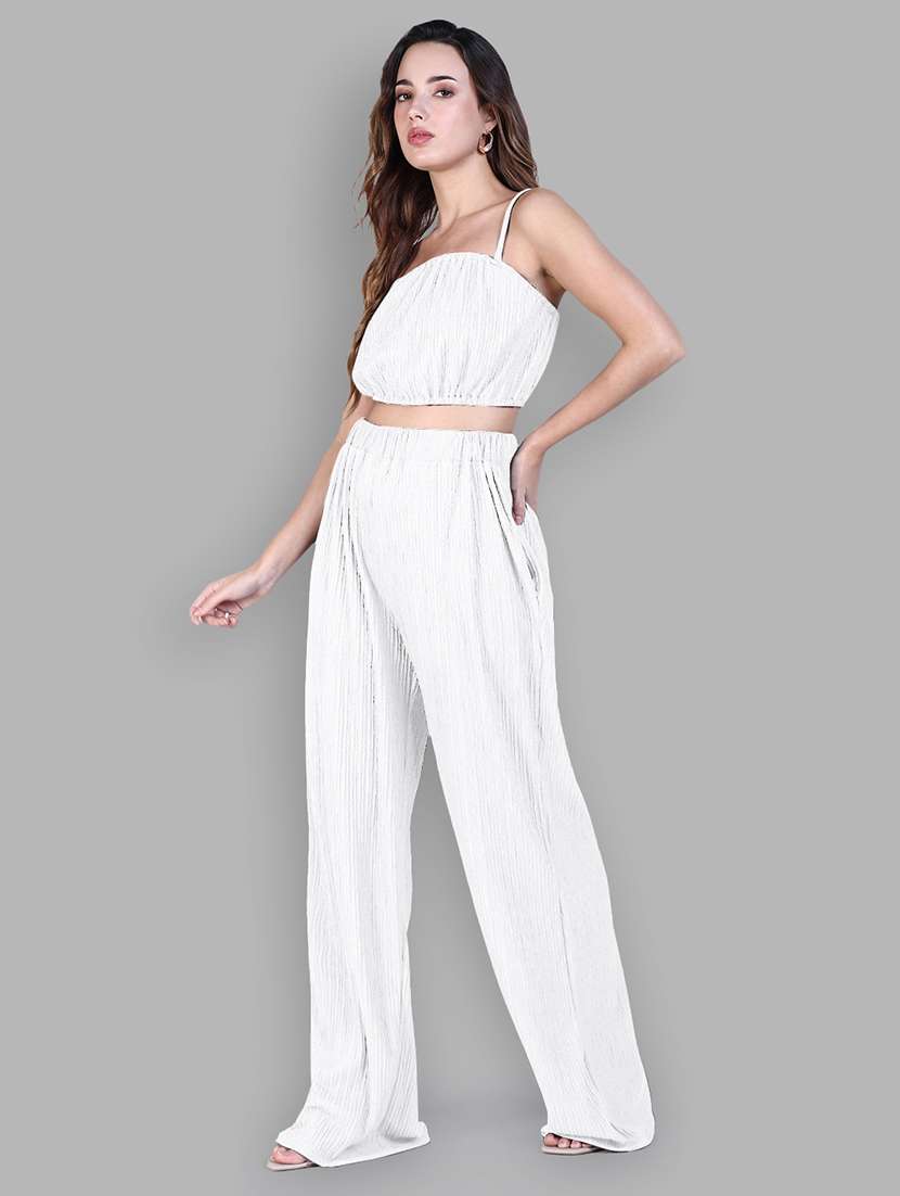 women solid top and trouser co-ord set - 21941797 -  Standard Image - 4