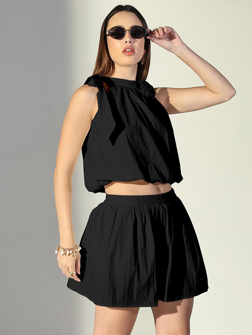women solid top and skirt co-ord set - 21941801 - Standard Image - 1