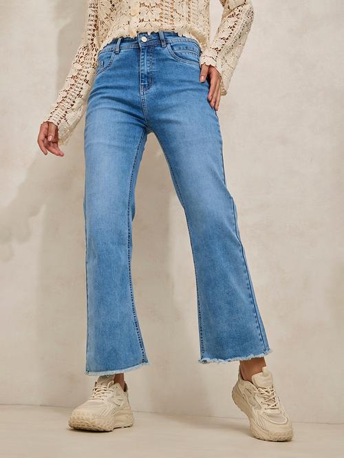 women solid mid rise bootcut jean - 21941804 - Standard Image - 0