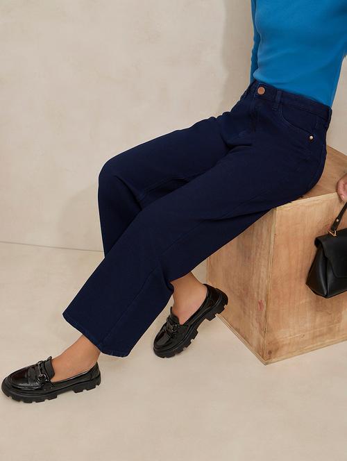 women solid mid rise wide leg jeans - 21941816 - Standard Image - 0