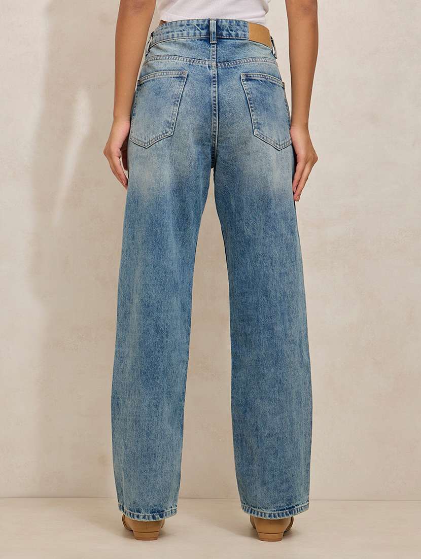 women solid high rise straight fit jean - 21941818 - Standard Image - 4