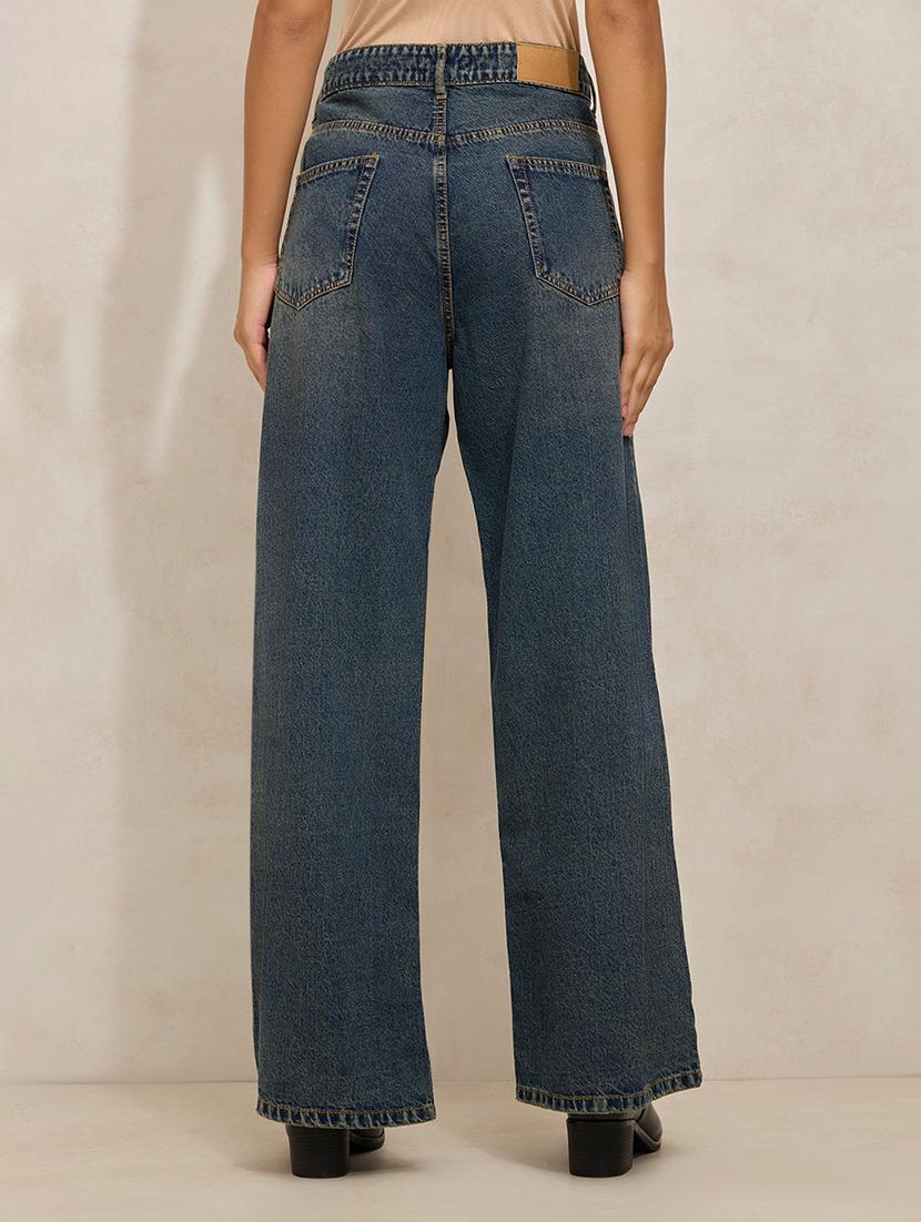 women solid high rise wide leg jean - 21941823 - Standard Image - 4