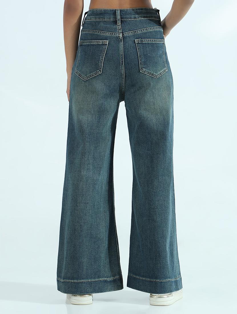 women solid mid rise wide leg jean - 21941827 - Standard Image - 4