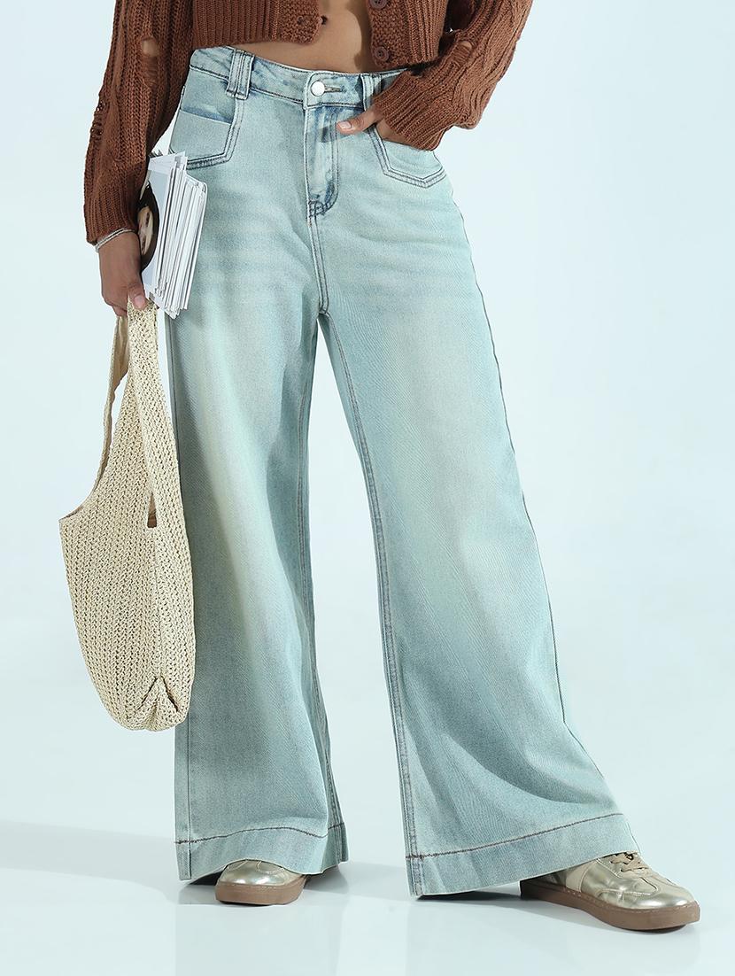 women solid mid rise wide leg trouser - 21941828 - Zoom Image - 0