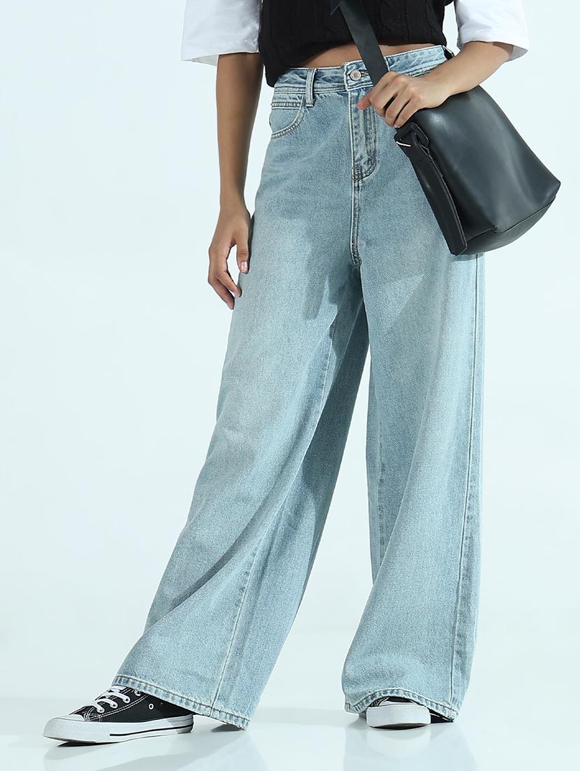 women solid mid rise baggy jean - 21941830 - Zoom Image - 0