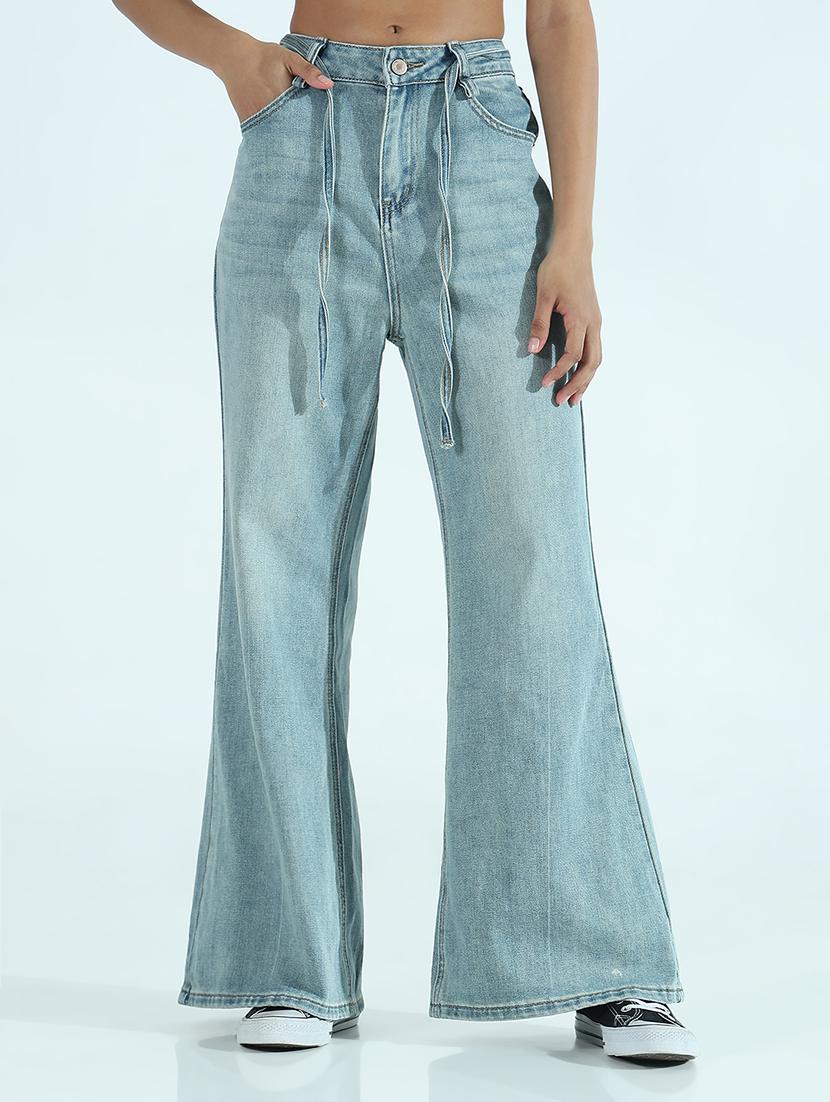 women solid mid rise wide leg trouser - 21941831 - Standard Image - 1