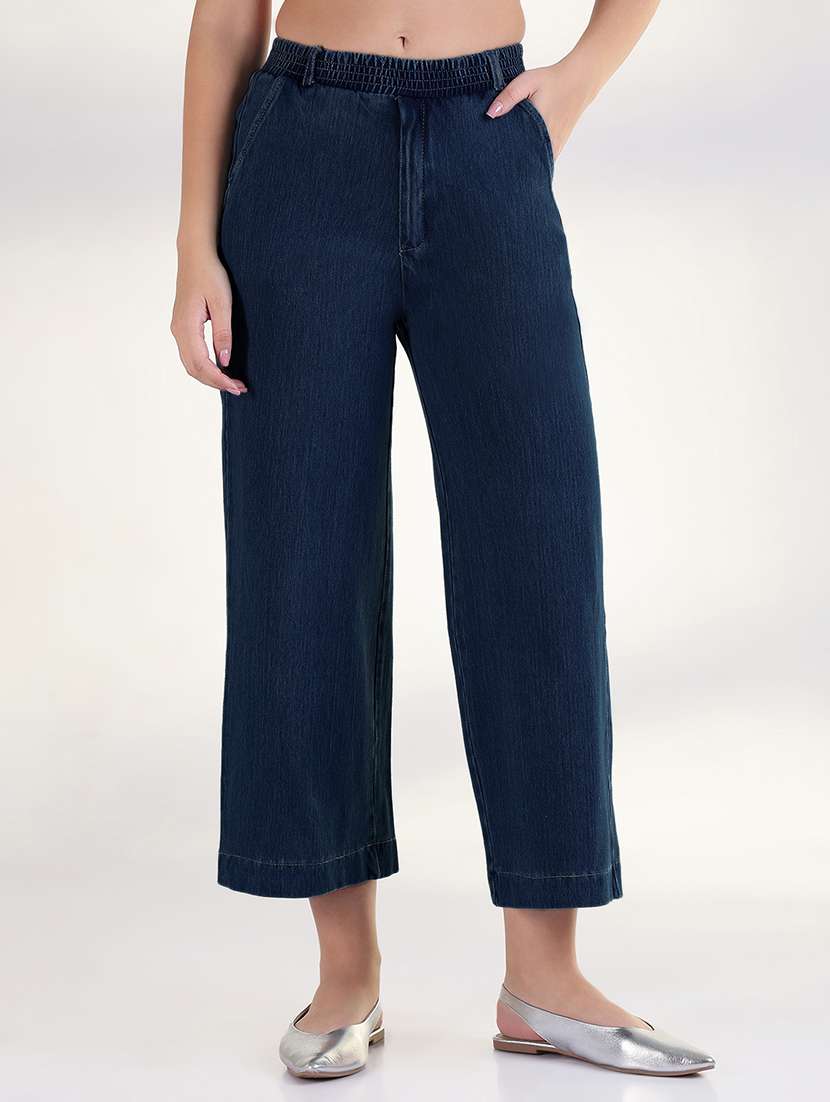 women solid mid rise wide leg jean - 21941833 -  Standard Image - 1