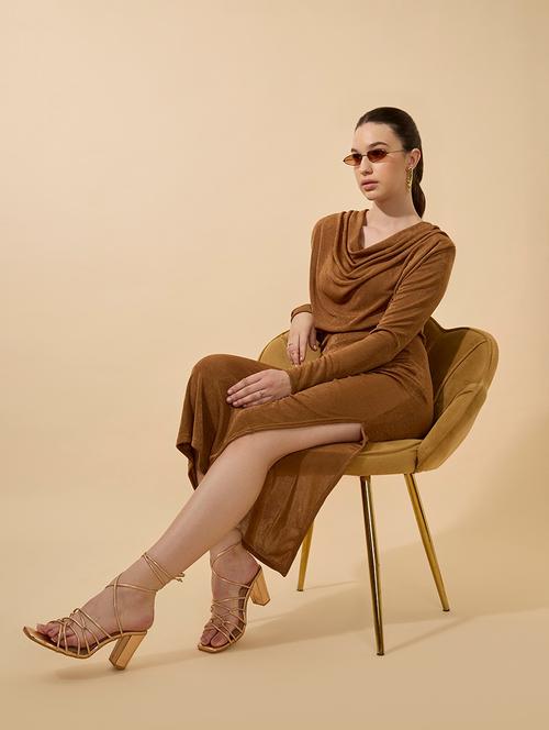 women solid long sleeve cowl neck bodycon dress - 21941836 -  Standard Image - 0