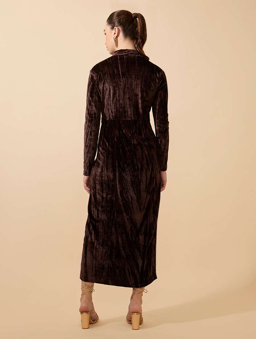 women solid long sleeve bodycon dress - 21941837 - Standard Image - 4