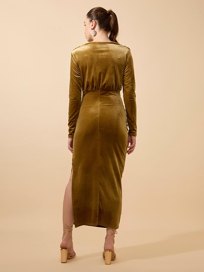 women solid long sleeve cowl neck bodycon dress - 21941839 - Standard Image - 4