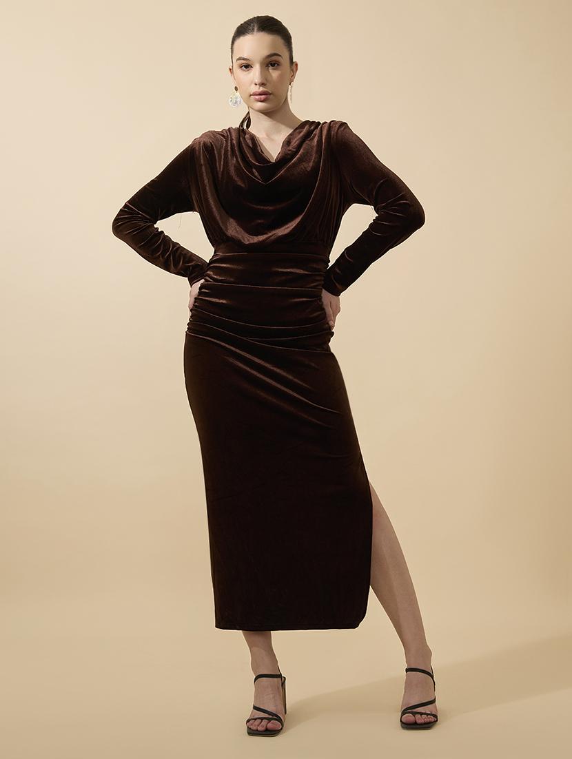 women solid long sleeve bodycon dress - 21941840 - Standard Image - 1