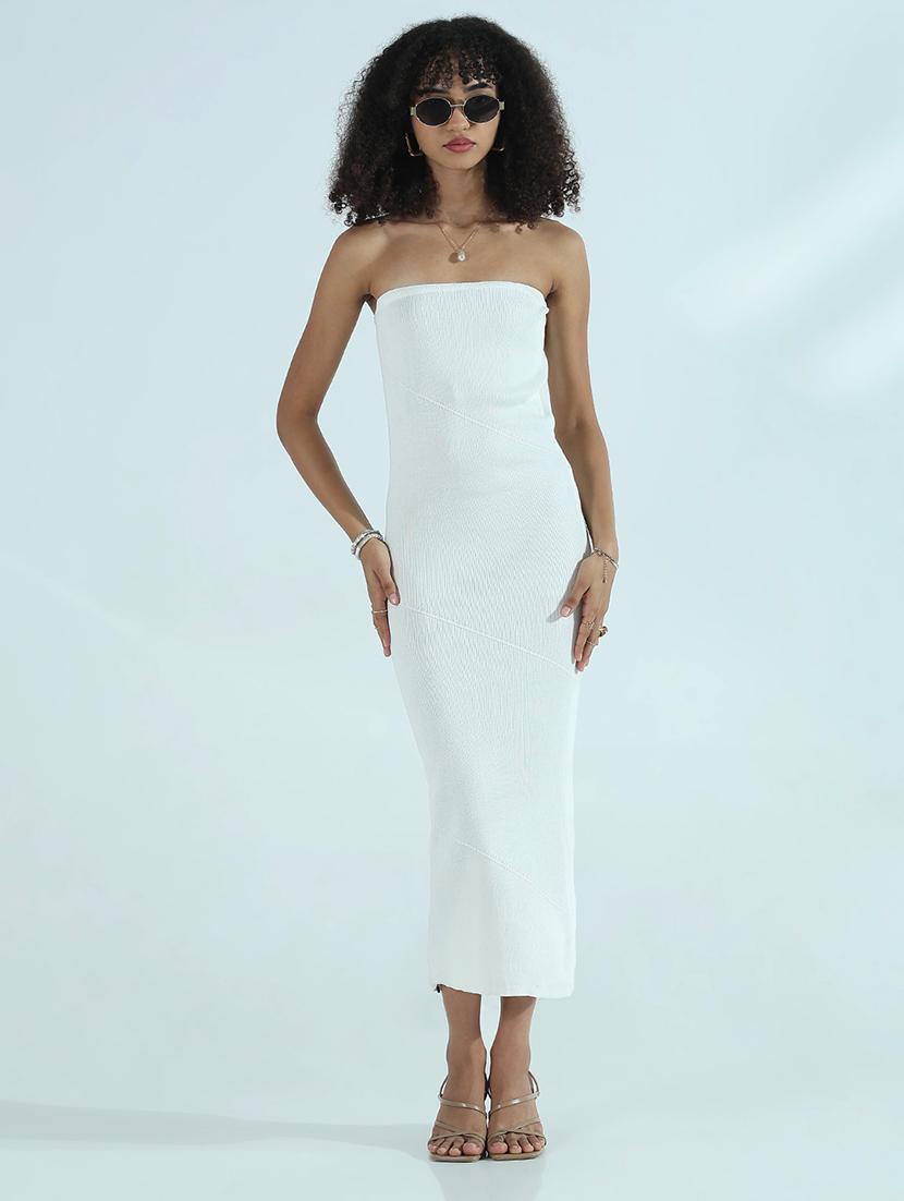 women white solid tube bodycon dress - 21941843 - Standard Image - 1