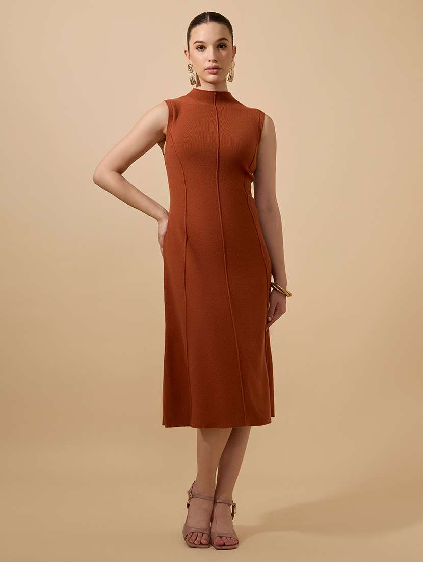 women solid sleeveless a-line dress - 21941852 -  Standard Image - 1