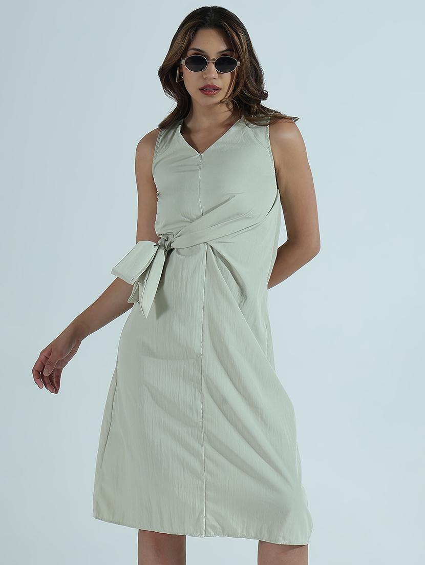 women solid sleeveless a-line dress - 21941860 - Standard Image - 1