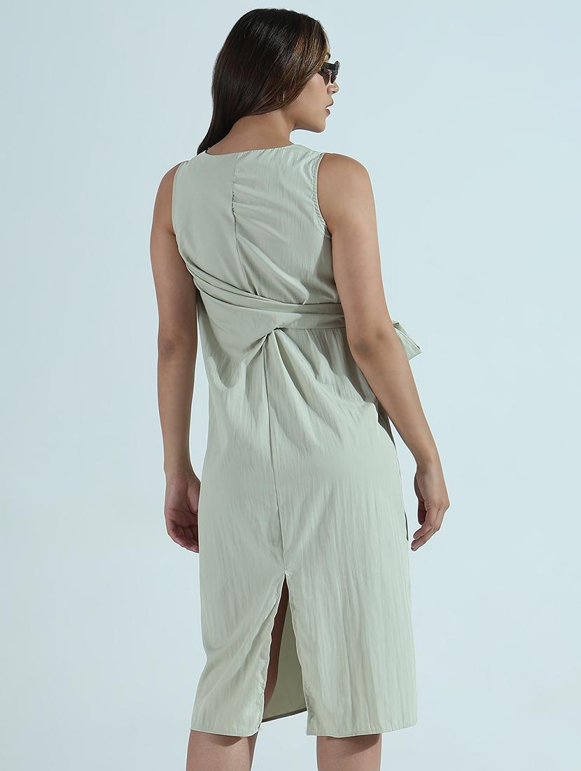 women solid sleeveless a-line dress - 21941860 - Standard Image - 4