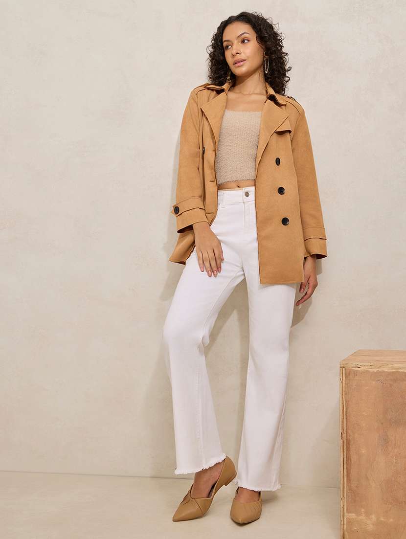 women solid notch lapel long sleeve trench coat - 21941871 -  Standard Image - 6