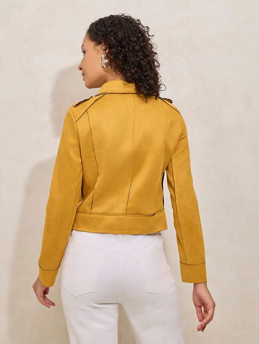 women solid long sleeve biker jacket - 21941880 -  Standard Image - 4