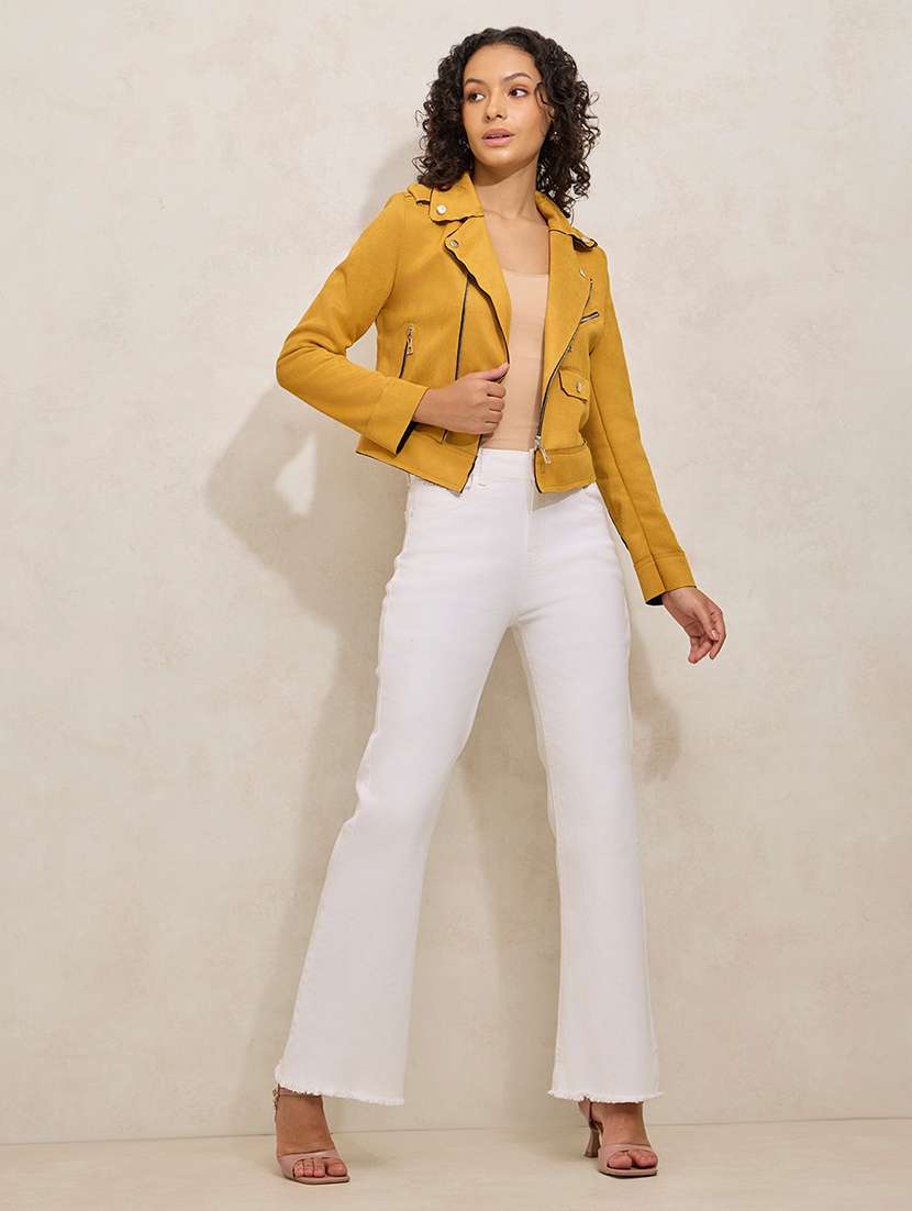 women solid long sleeve biker jacket - 21941880 -  Standard Image - 6